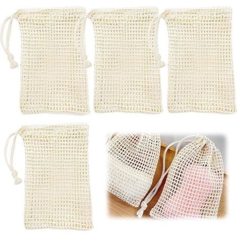 Pochette Savon Solide - Naturel - 14cm x 9cm - Réutilisable - Écologique - Exfoliation Douce (1/4)