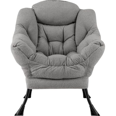 Poltrona relax 80 x 74 x 97 cm seduta ergonomica con tasca portaoggetti design grigio 200012149