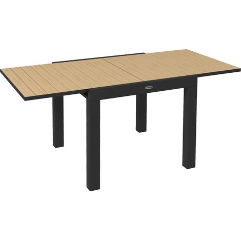 Table de jardin extensible pour 6 personnes, supportant jusqu'à 70 kg, en aluminium jaune, 162 x 80 x 75 cm, idéale pour terrasse et balcon.