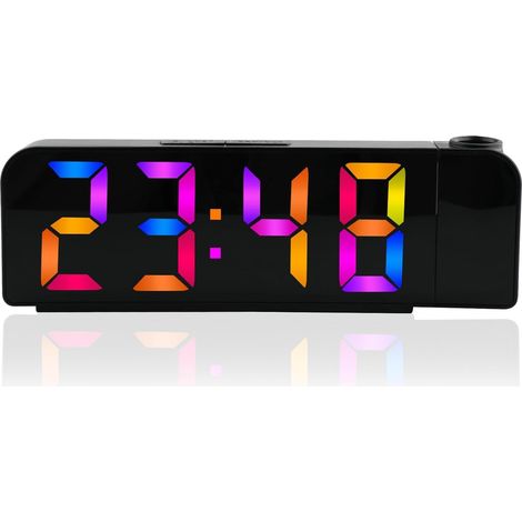 Réveil Projecteur - Affichage Numérique LED - Rotation 180° - Fonction Mémoire Horloge - USB Alimentation - 60 Min Snooze - Pour Chambre (1/5)