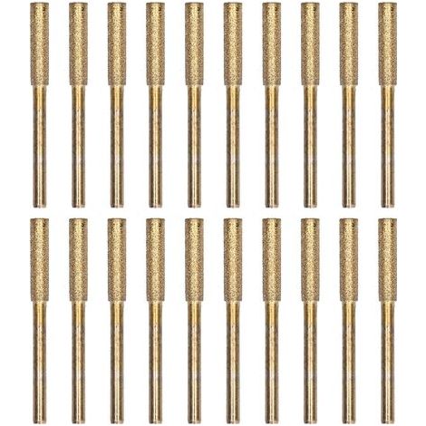 Lime à Pierre pour Scie à Chaîne, 20 Pièces Affûteur de Tronçonneuse Pierre Bits Bavure Pierre à Aiguiser Lime à Chaîne Affûtage Chaîne Tronçonneuse Outil de Meulage de Polissage (4mm-Or) (1/5)