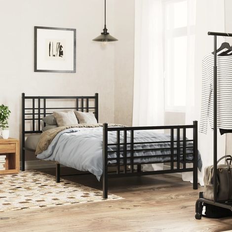 Cadre de lit,Structure de lit,Lit Adulte métal sans matelas avec pied de lit noir 90x190 cm 989668 (1/5)