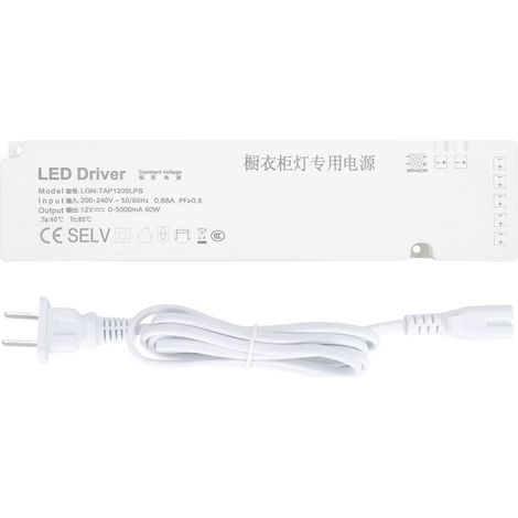 Transformateur LED Étanche Multi-Interface pour Luminaire d'armoire 220V Blanc