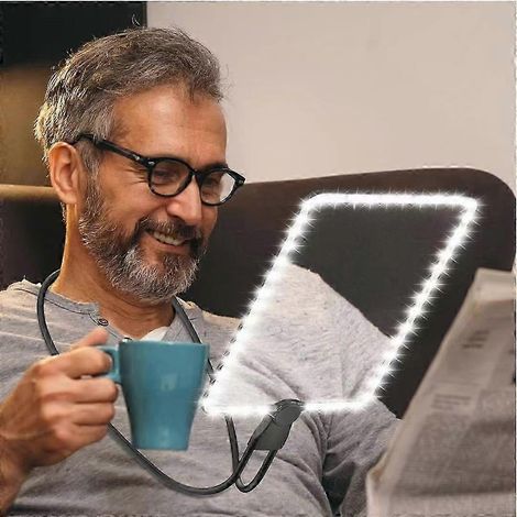 Loupe mains libres rechargeable avec lumière et support, grossissement 5x, loupe de cou pour seniors, idéale pour la lecture, les réparations et la couture. (1/5)
