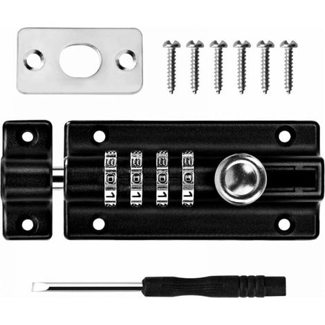 Combination lock, 4-digit combination lock, mechanical code lock, sliding door lock, keyless tamper-proof lock for cabinet and garden, black, YMYNY (1/4)