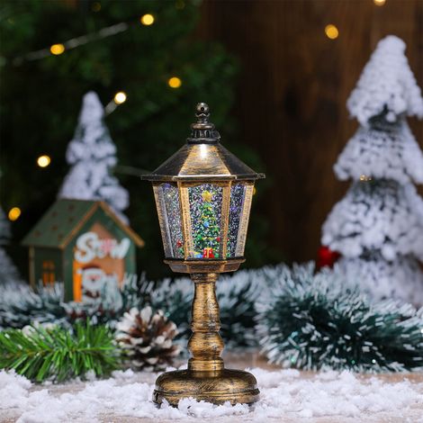 Lampe De Table Noël - Effet Chute De Neige - Musique Intégrée - Éclairage Led - Alimentation Usb - 21 X 8 X 8 Cm - 1 Pièce (1/5)