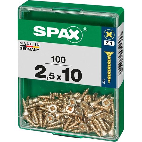 Scatola da 100 unità di vite per legno Spax con testa piatta Yellox 2,5x10 mm Spax