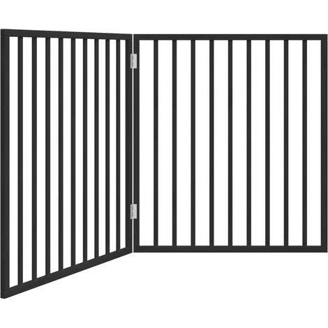 Barrière pour chien pliable à 2 panneaux Noir 160 cm Bois de peuplier