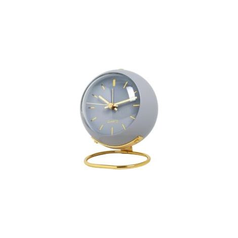 Reloj despertador analógico gris con luz, pequeño y silencioso. - Crezuo