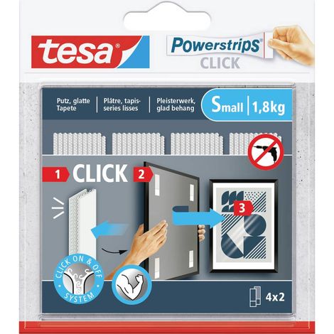 Tesa Powerstrips Click S Fixation Murale Amovible Sans Percer - Tesa