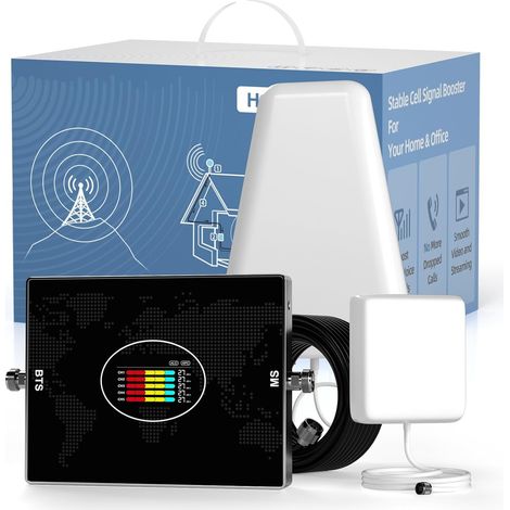 Amplificateur 5G 4G 3G GSM 5 Bandes 28/8/3/1/7 Amplificateur GSM pour Le Bureaux à Domicile 70dB Gain Répéteur de Signal Compatible Bouygues, Free, Orange, SFR (1/5)