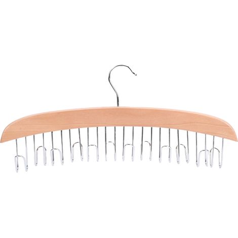Porte-ceintures multifonctionnel en bois, grande capacité et peu encombrant, avec 12 crochets, coloris bois. Idéal pour cravates, chapeaux et sous-vêtements. (1/5)