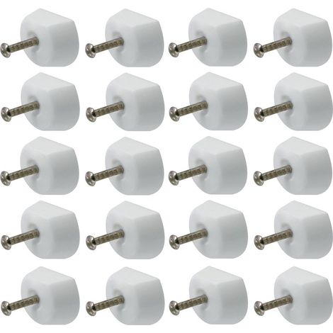 Lot de 20 taquets plastiques à clou blanc – Support étagère meuble placard armoire – Fixation rapide pour bois dur (1/2)