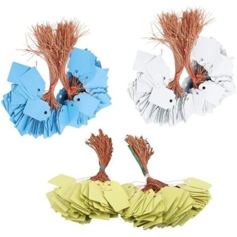 600 PVC Plant Tags, Hanging Labels for Flowers, Seeds, Vegetables and Herbs, Gardener Name Tags, for Indoor and Outdoor Plants (Yellow + Blue (1/4)