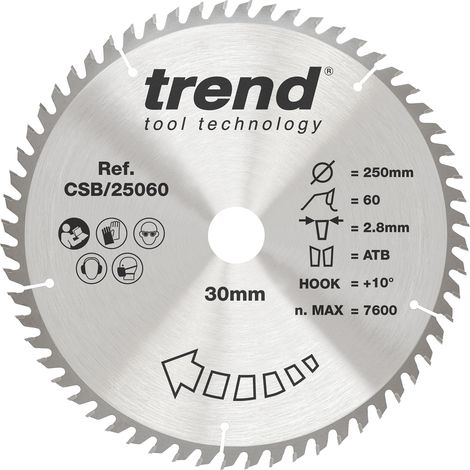 Lame de scie circulaire pour bois, 250 mm, alésage 30 mm, 80 dents (1/5)