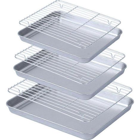 Plateau égouttoir à fond plat, plateau barbecue, grille de cuisson, plateau d'égouttage et de préparation, ensemble de plaques de cuisson avec grille de refroidissement (1/5)