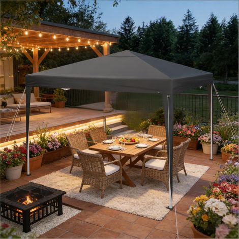 Faltbare Pavillons für Outdoor-Feiern – Sonnen- und Regenschutzplane, leichter und tragbarer Rahmen mit inkludierter Transporttasche (ohne Zubehör)