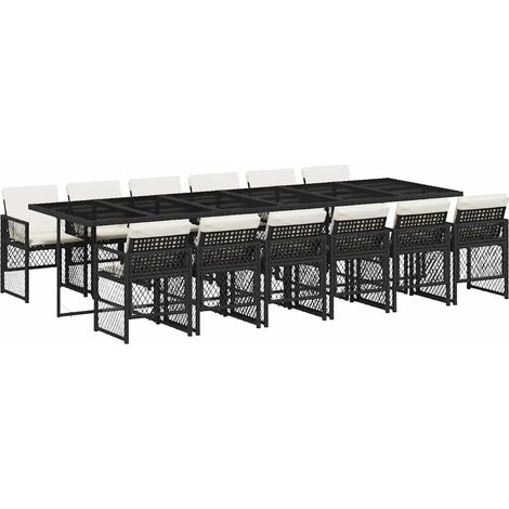 Maison Exclusive - 13-tlg. Garten-Essgruppe mit Kissen Schwarz Po