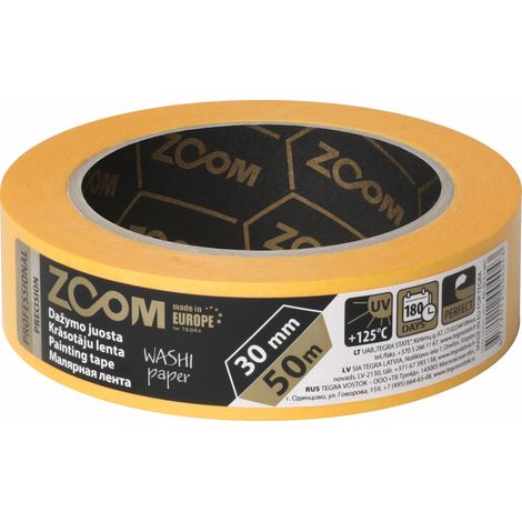 ZOOM Malerband Profi Kreppband für Malerarebeiten Malerkrepp 50m Universales Abdeckband (50m x 30mm)