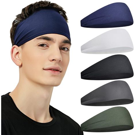 Sportstirnbänder für Herren (5er-Pack), schweißableitende Stirnbänder, zum Laufen, Radfahren, Fußball, Yoga, Stirnbänder für Damen und Herren (1/5)