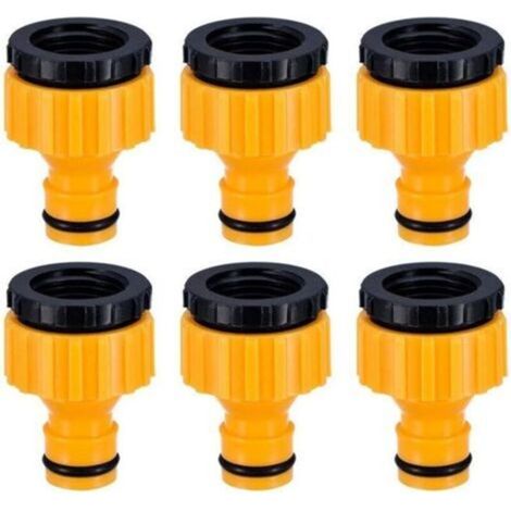 Plastique 3/4 '' and 1/2 '' BSP 2in1 Nez de Robinet d'arrosage à Visser débit Tap Connector Threaded Faucet Adapter 6 Pack (1/5)