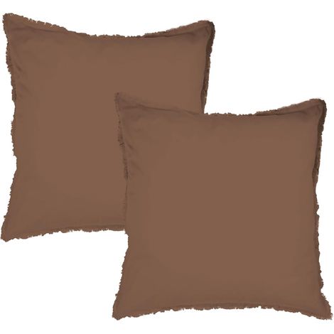Lot de 2 taies d'oreiller Coton LAVÉ à Franges 100% Coton (1/5)
