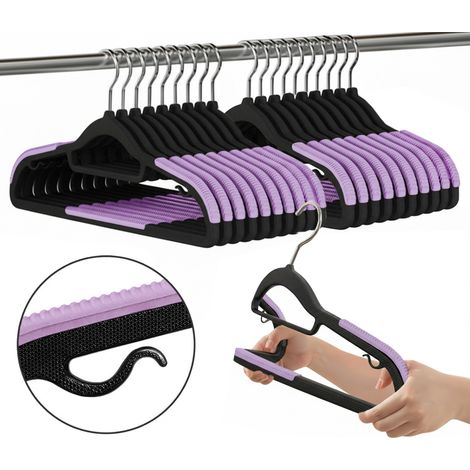 Juego de perchas con funda antideslizante SOFTY, 20 unidades, color negro y morado. (1/5)