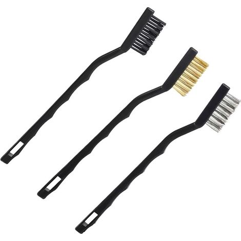 3 pièces Mini Brosses Métalliques, Set de Brosses Métalliques, Brosse Acier Inoxydable, Laiton et Nylon, Pour le Nettoyage des Scories de Soudure, de la Saleté et de la Rouille (1/5)