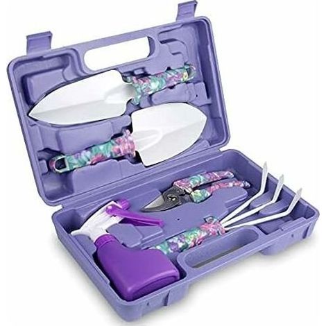 DBBEGK Outils de Jardin, 5-en-1 Outils de Jardinage pour Femme avec étui de Transport, Travaux de Jardinage Robustes avec Poignée Ergonomique, Cadeau de Jardinage pour Les Parents (1/5)