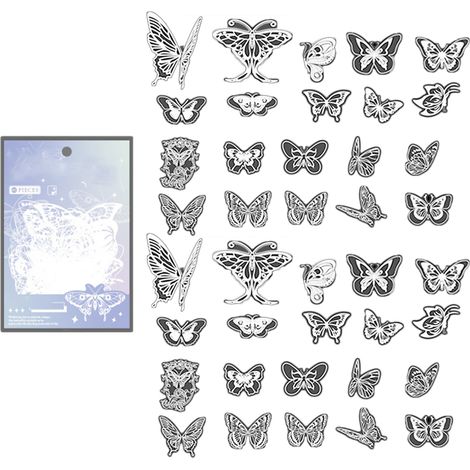 40 stickers déco en PET effet holographique 3D motif papillon, idéals pour enveloppes, cartes cadeaux et albums photos. Parfaits pour embellir enveloppes, cartes et albums photo. (1/5)