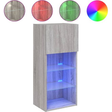 Meuble TV avec lumières LED sonoma gris 40,5x30x90 (1/5)