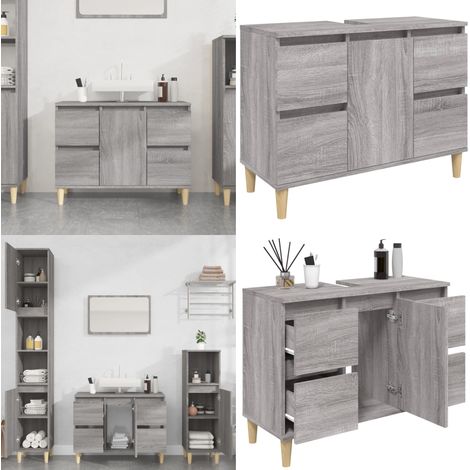 Waschbeckenunterschrank Grau Sonoma 80x33x60 cm Holzwerkstoff - Badezimmermöbel - Schubladenschrank - Waschbeckenunterschrank - Spiegelschrank - Grau Sonoma - Home & Living