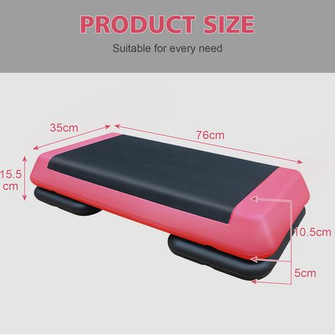 Step de aeróbic ajustable 76x35x15,5 cm ABS rojo y negro antideslizante – MEUBLIV (1/5)