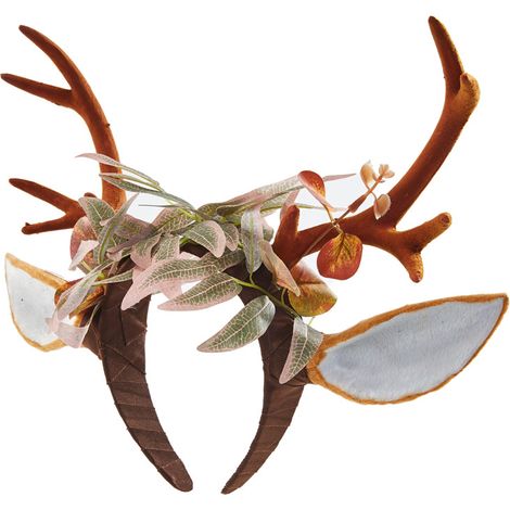Forest-themed Halloween headband with deer ears and antlers, perfect for photoshoots, cosplay, and Lolita style. (1/5)