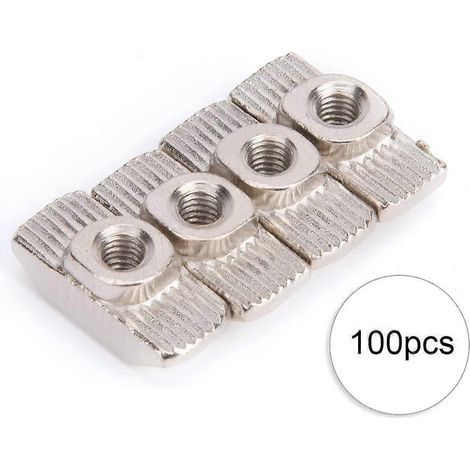 100 Stück T-Nutmuttern, vernickelt, aus Kohlenstoffstahl, Gleitbefestigungen für Aluminiumprofile (M4)