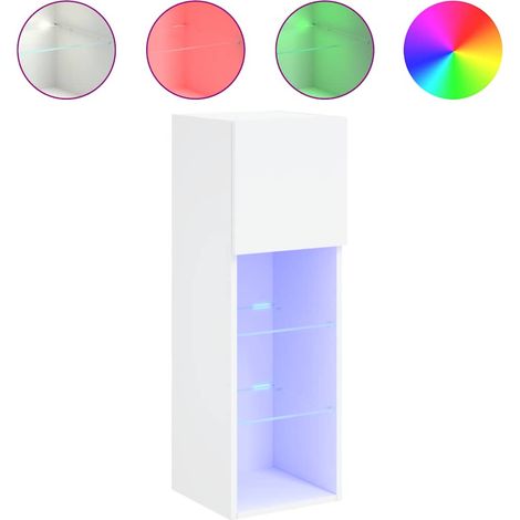 vidaXL Mueble para TV con luces LED blanco 30,5x30x90 cm (1/2)
