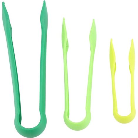Lot de 3 pinces à grille-pain, pinces de cuisine multifonctions en plastique, pinces à toast ergonomiques, pinces antiadhésives, petites pinces (vertes) (1/5)