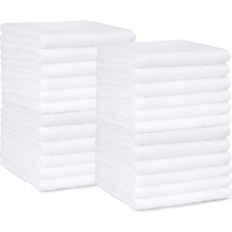 Lot de 24 Gants de Toilette, 100% Coton, Séchage Rapide, Très Absorbants, 30x30 cm, Blanc, Usage Quotidien (1/5)