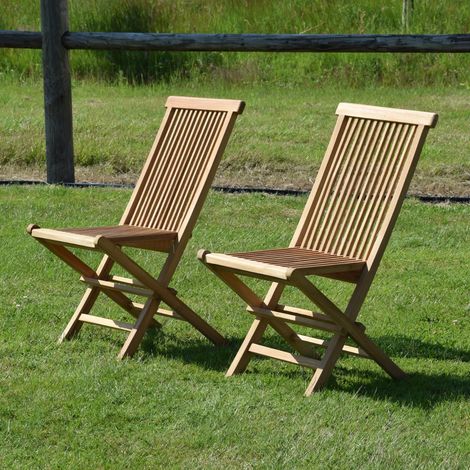 Teck'Attitude – Chaises de jardin pliantes en teck massif – Lot de 2 – Design sobre et élégant – Résistantes aux intempéries – Dimensions : 46x60x90 cm (1/7)