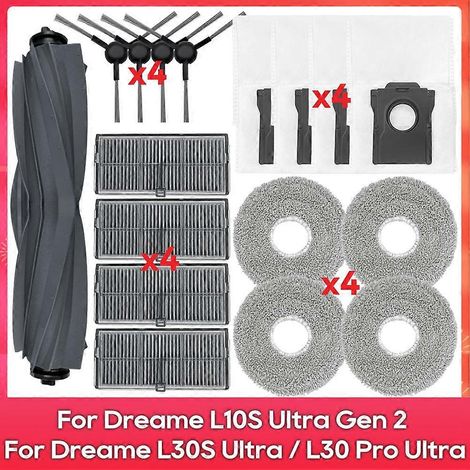 Accessoires pour aspirateurs Dreame L10S Ultra Gen 2, L30S Ultra et L30 Pro Ultra : brosse principale, filtre, chiffon, sac à poussière (1/5)