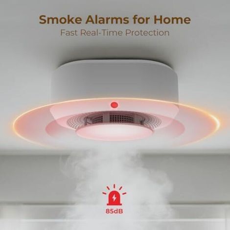 Détecteur de fumée domestique, alarme incendie à piles remplaçables avec indicateur LED et bouton de silence, durée de vie du capteur : 10 ans, conforme à la norme EN 14604, lot de 3 (1/4)