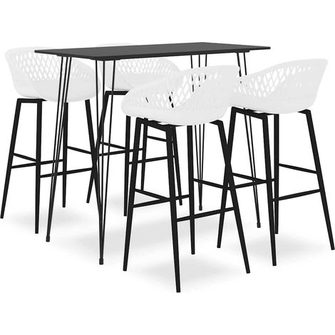 vidaXL Ensemble de bar 5 pcs Noir et blanc (1/5)