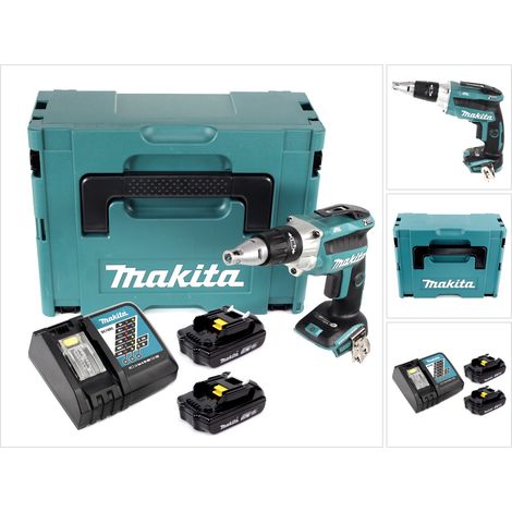 Avvitatore a batteria per cartongesso Makita DFS 250 RYJ 18V Brushless + 2 batterie da 1,5 Ah + caricabatterie + valigetta Makpac