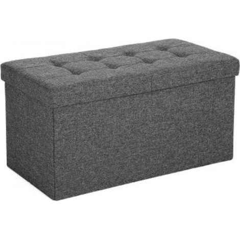 Baúl de almacenamiento tapa plegable por 2 lados banco de almacenamiento carga admisible 300 kg gris oscuro 76 x 38 x 38 cm 120000234 (1/4)