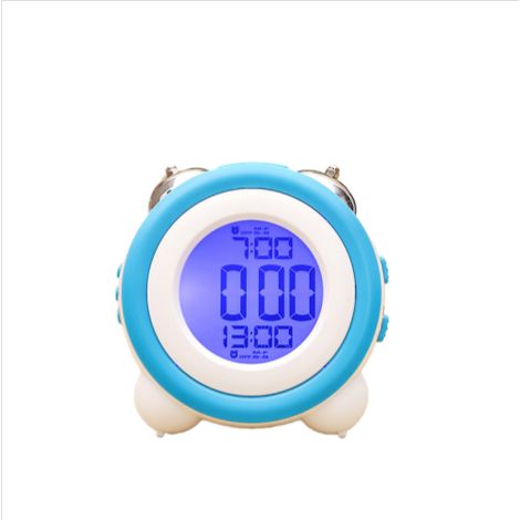 Réveil LED électronique silencieux avec rétroéclairage double étudiant clair. bleu (1/5)