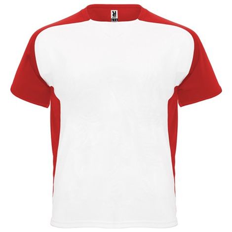 Camiseta técnica de manga ranglán y cubrecosturas a tono BUGATTI ROLY 8 Blanco/Rojo
