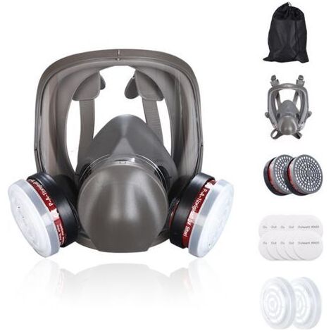 Pair Masque respiratoire complet réutilisable KN95 – Protection contre gaz et vapeurs organiques – Conception ergonomique en silicone – Double filtre charbon actif
