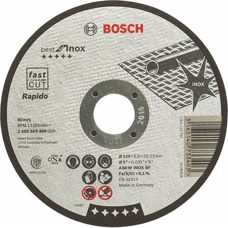 Disco da taglio BEST BOSCH mozzo piatto Acciaio inox speciale 125X0,8 MM - 2608603488 (1/5)