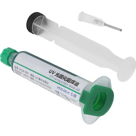 Encre de protection soudante verte à polymérisation UV KGX-900, 10 cc, avec aiguille poussoir pour soudure de circuits imprimés (1/5)