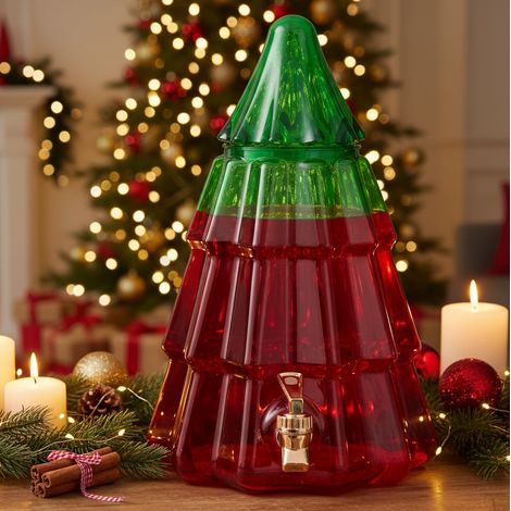 Dispenser per bevande a forma di albero natalizio verde, capienza da 5 L (1/4)